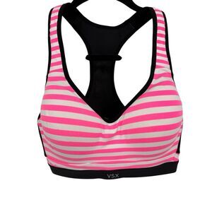 Victoria’s Secret Sport Pink & White Striped Sports Bra Size 34C